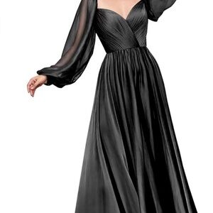 Chic Long Sleeve Black Dress